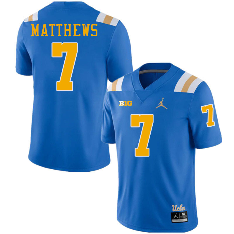Mikey Matthews UCLA Jersey,UCLA Bruins #7 Mikey Matthews Jersey Youth College Football Uniforms-Roya